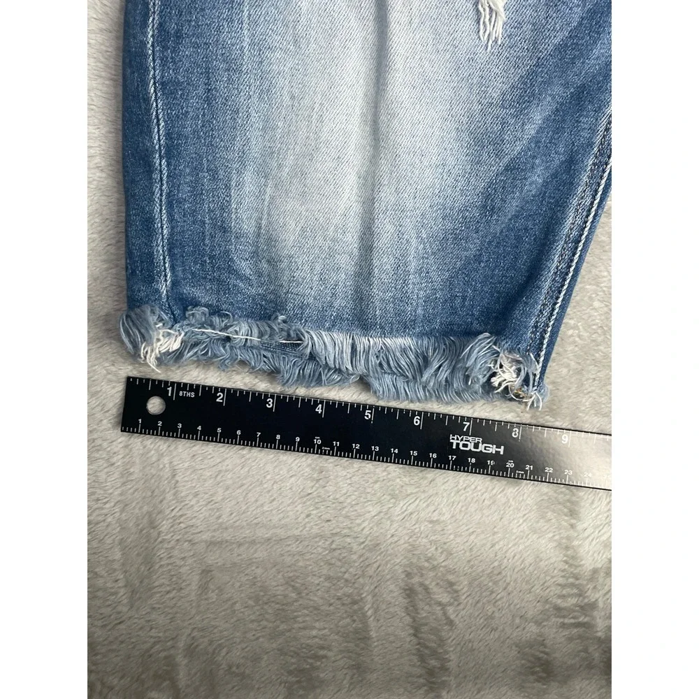KanCan Signature Mid-Rise Distressed Denim Bermuda Shorts Blue Women Size 31
